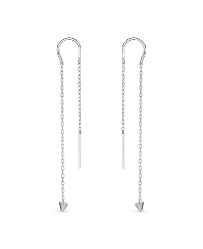 Bling Jewelry Minimalist Geometric Dangle Earrings Arrow Spike Tip Gold Plated Sterling Silver