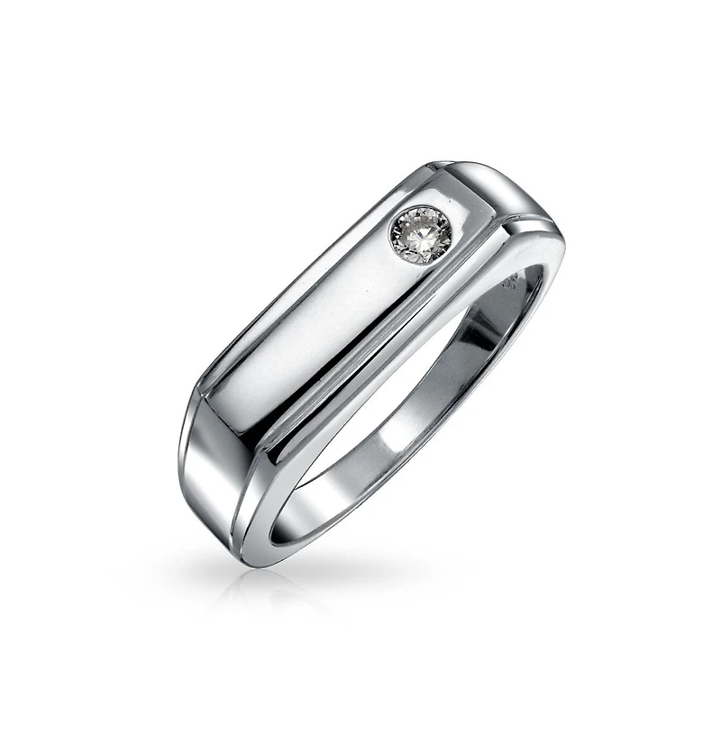 Bling Jewelry Monogram Cubic Zirconia Accent Band Ring .925 Sterling Silver