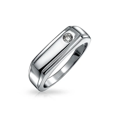 Bling Jewelry Monogram Cubic Zirconia Accent Band Ring .925 Sterling Silver