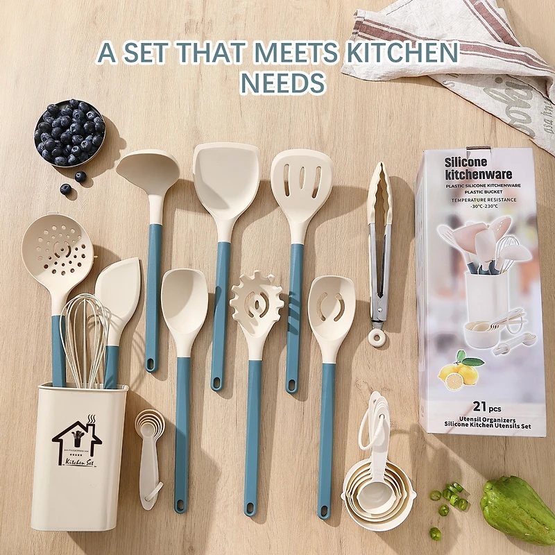 Sugift 20-Piece Silicone Kitchen Utensils Set and Knives Set with Block