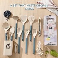 Sugift 20-Piece Silicone Kitchen Utensils Set and Knives Set with Block