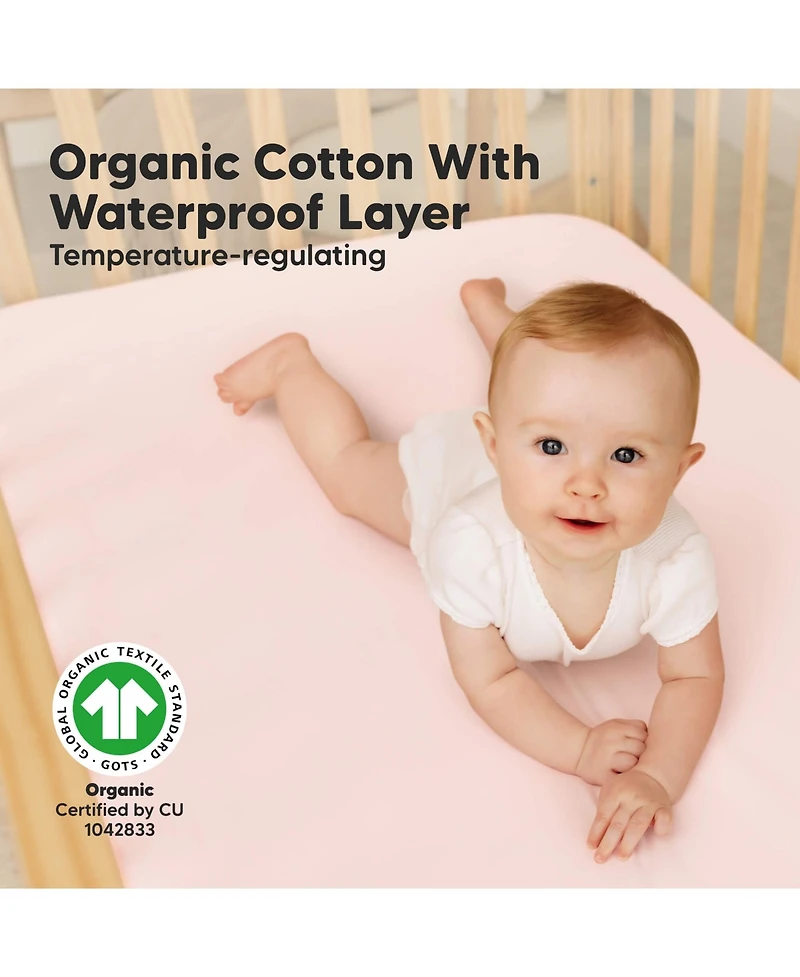 KeaBabies 2pk Soothe Waterproof Fitted Crib Sheets for Girl, Boy, 100% Soft Cotton Mattress Protector Sheet