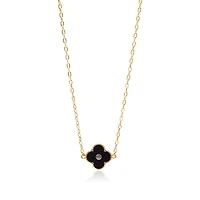 Bowood Lane Non-Tarnishing Black Clover Necklace