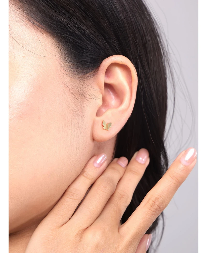 Devata Butterfly 6x6mm Stud Earrings in 14K Gold, approx. 1.7 grams