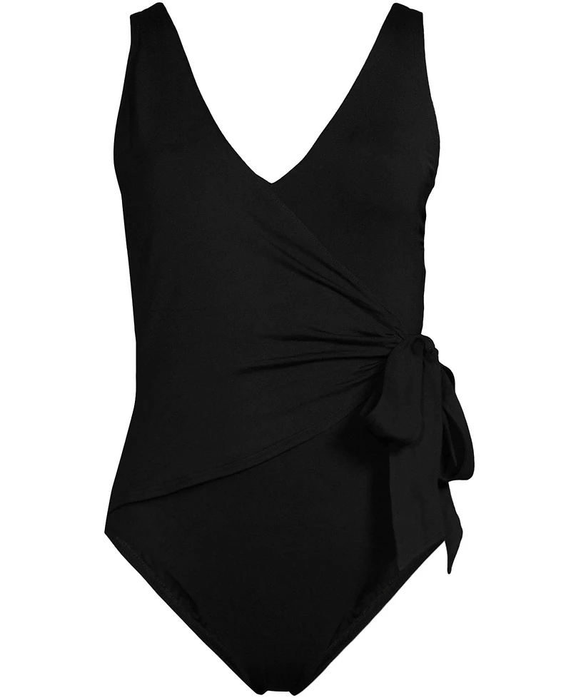 Lands' End Plus Side Tie Wrap One Piece Swimsuit