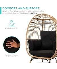 Best Choice Products Wicker Egg Chair Oversized Indoor Outdoor Patio Lounger w/ Steel Frame, 440lb Capacity