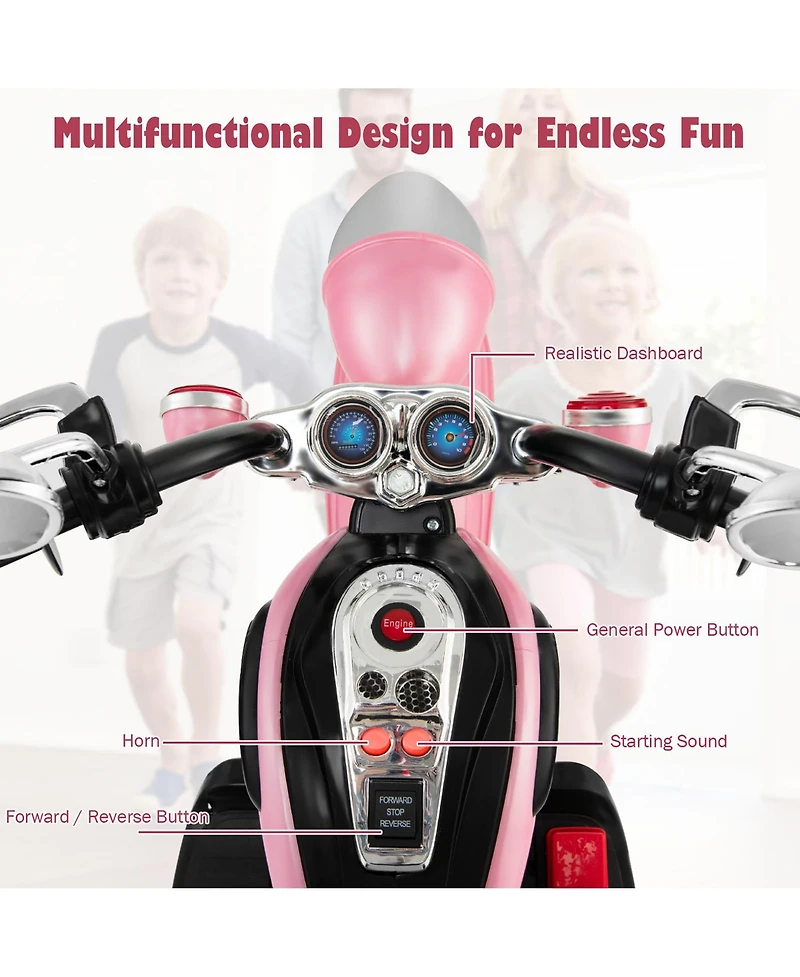 3 Wheel Kids Ride On Motorcycle 6V Battery Powered Electric Toy