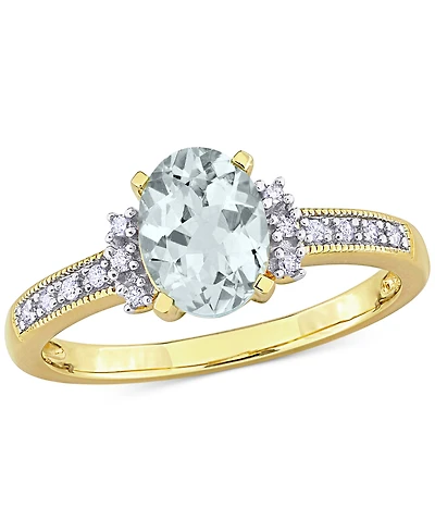 Morganite (1-1/7 ct. t.w.) and Diamond (1/20 Ring 18k Rose Gold Over Sterling Silver (Also available Aquamarine)