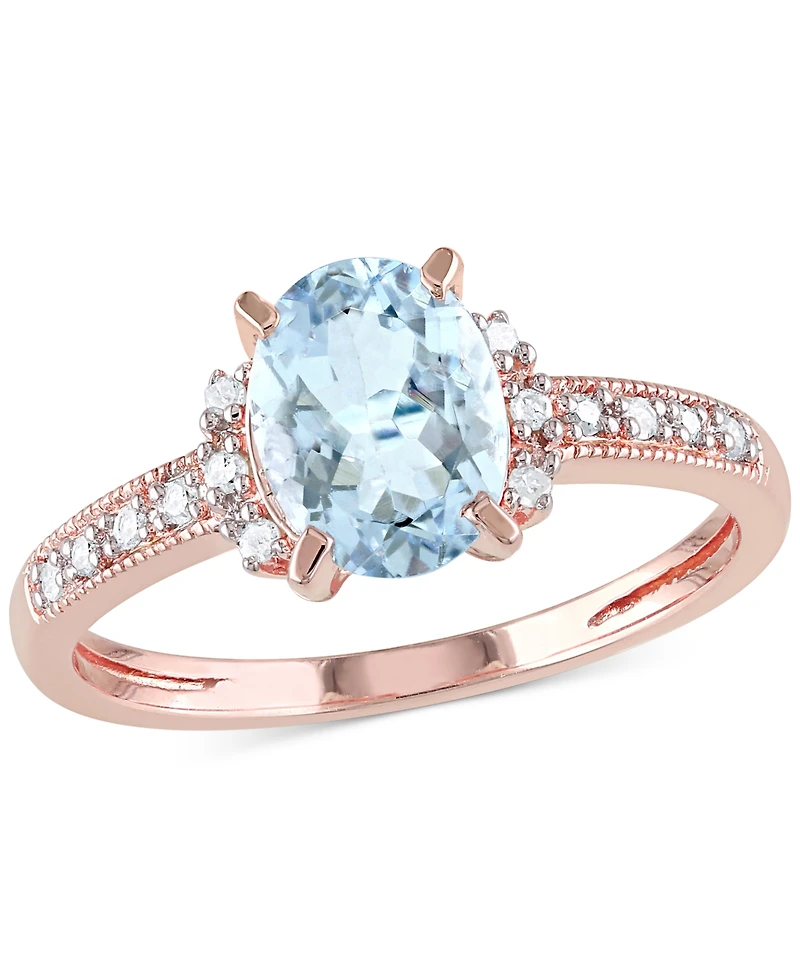 Morganite (1-1/7 ct. t.w.) and Diamond (1/20 Ring 18k Rose Gold Over Sterling Silver (Also available Aquamarine)