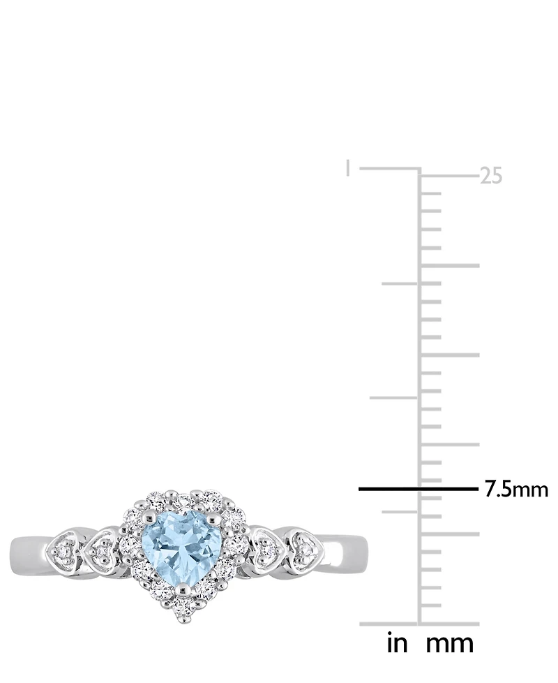 Lab-Grown Blue Sapphire (1/4 ct. t.w.), White (1/8 & Diamond Accent Heart Ring Sterling Silver