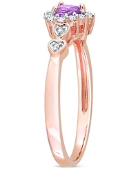 Lab-Grown Blue Sapphire (1/4 ct. t.w.), White (1/8 & Diamond Accent Heart Ring Sterling Silver