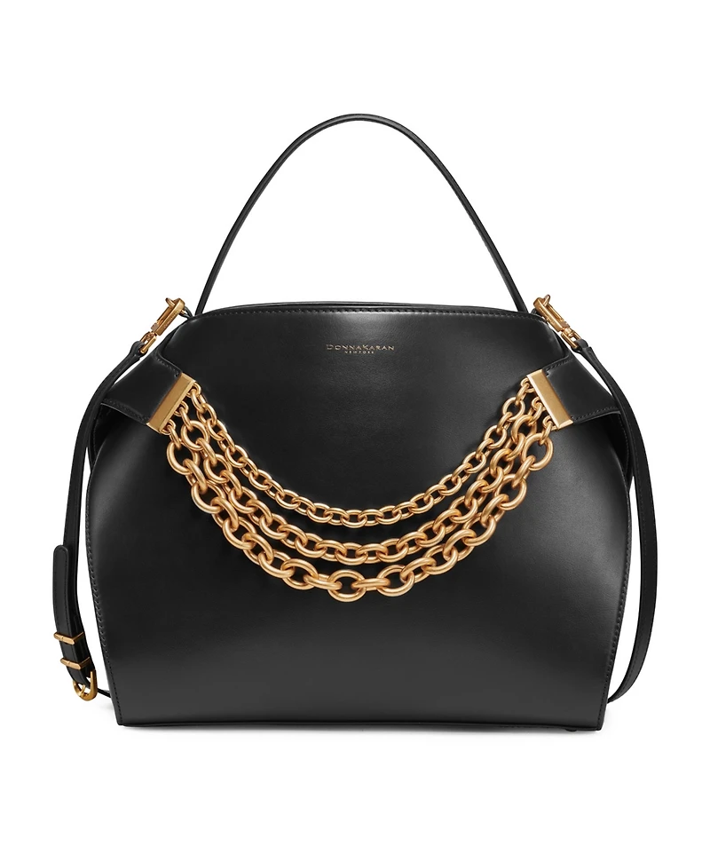 Donna Karan New York Plandome Chain Top Handle Leather Satchel