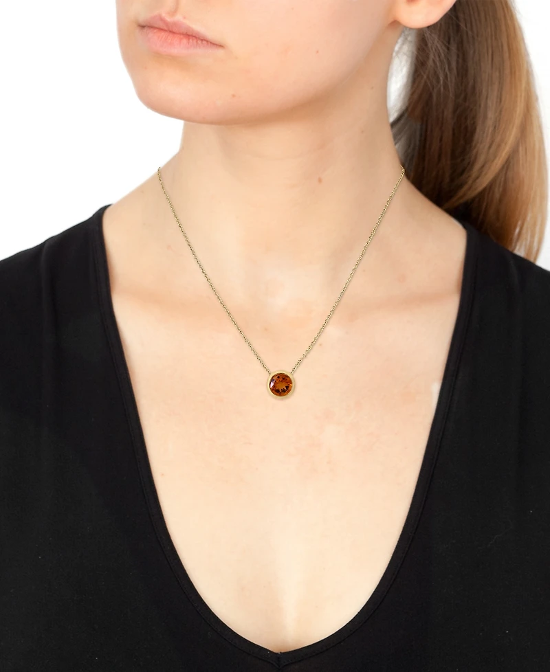 Effy Round Gemstone 18" Pendant Necklace 14K Gold Plated Silver