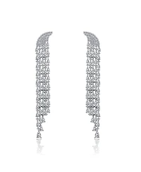 White Gold Plated with Clear Cubic Zirconia Bridal Dangle Earrings