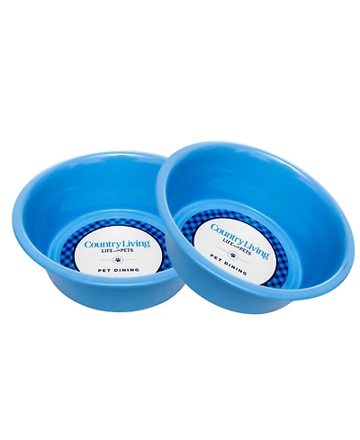 Country Living Set of 2 Coated Stainless Steel Heavy Dog Bowls – Ideal for Medium to Large Breeds 32oz