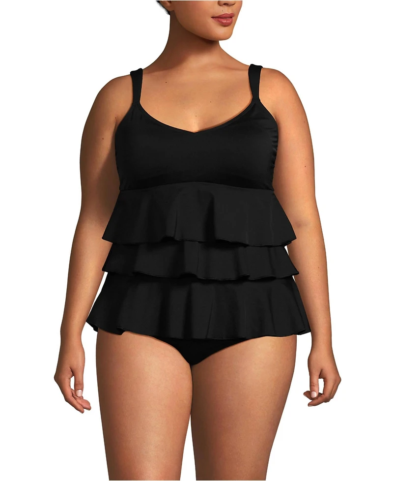 Lands' End Women's Ruffle Fauxkini One Piece Swimsuit