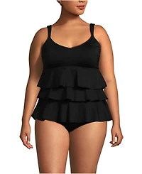 Lands' End Women's Ruffle Fauxkini One Piece Swimsuit
