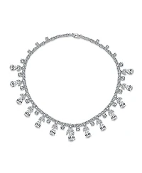Bling Jewelry Estate Art Deco Style Multi Teardrop Cz Statement Spray Bib Collar Necklace Silver Plated