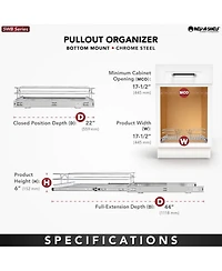 Rev-a-Shelf Kitchen Cabinet Pullout Shelf Organizer, 18 x 22 In, 5WB1-1822CR-1