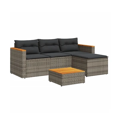 vidaXL 3 Piece Patio Sofa Set with Cushions Gray Poly Rattan