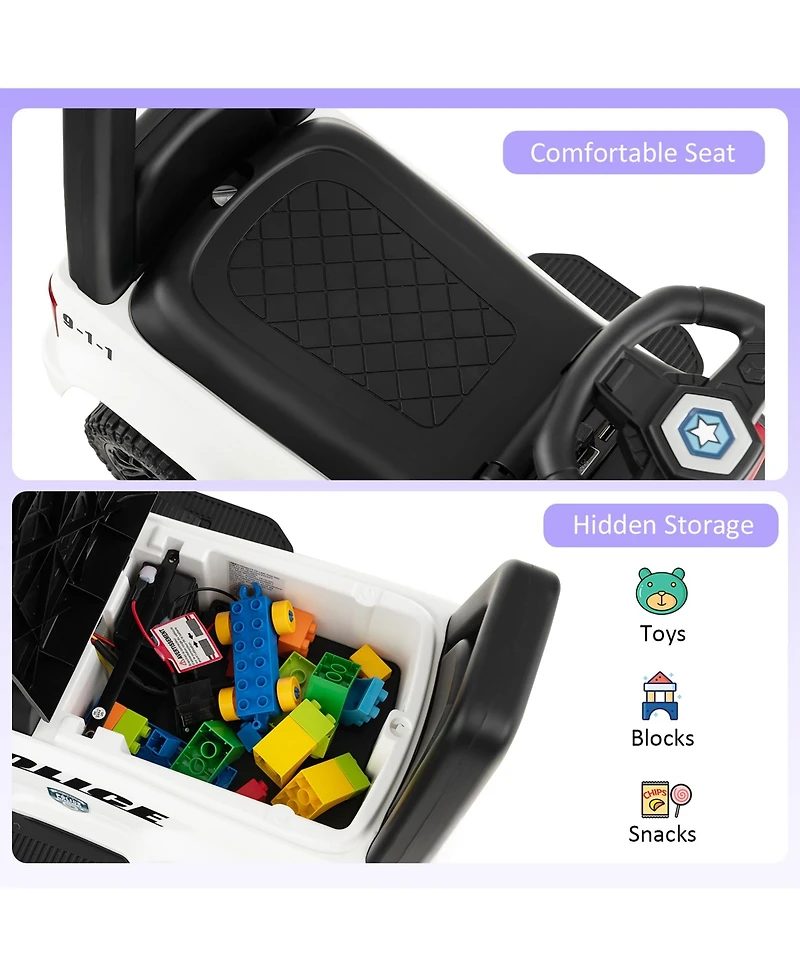 2-in-1 6V Kids Ride On Car Toddler Push Car w/ Megaphone & Siren