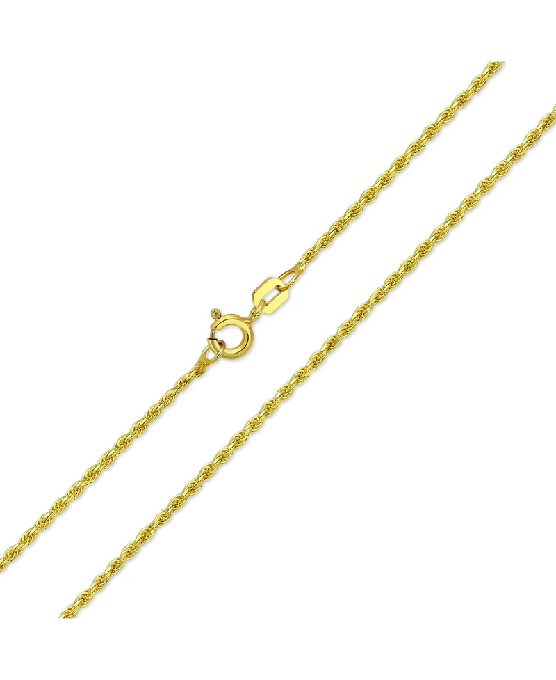 Bling Jewelry 2MM 030 Gauge Strong Gold Plated Sterling Silver Rope Link Chain Necklace 16 20 24 Inch