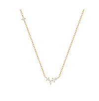 Hollywood Sensation 18K Gold Plated Sterling Silver Necklace with Three Round and One Pear Cut Cubic Zirconia Stones