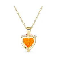 Bling Jewelry Romantic Necklace Opal Heart Pendant Rose Gold Plated Sterling Silver