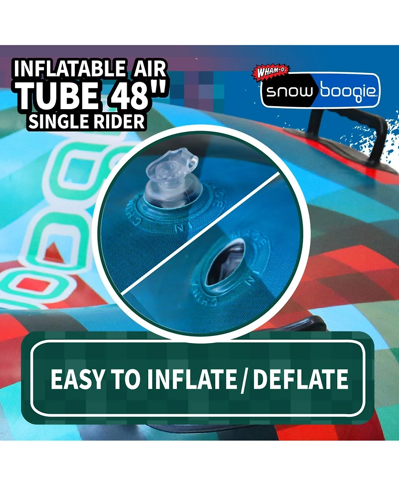 Inflatable Snow Tube, 48" Single/Double Rider Heavy Duty Air Hard Bottom Sled with Handles