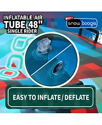 Inflatable Snow Tube, 48" Single/Double Rider Heavy Duty Air Hard Bottom Sled with Handles