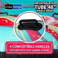 Inflatable Snow Tube, 48" Single/Double Rider Heavy Duty Air Tube, Hard Bottom Snow Sled with Handles