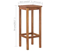 3 Piece Bar Table and Chair Set Solid Acacia Wood