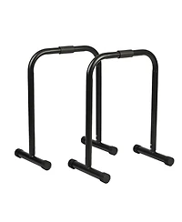 HolaHatha Dip Station Bar with Adjustable Foot and Non Slip Foot Covers, Black