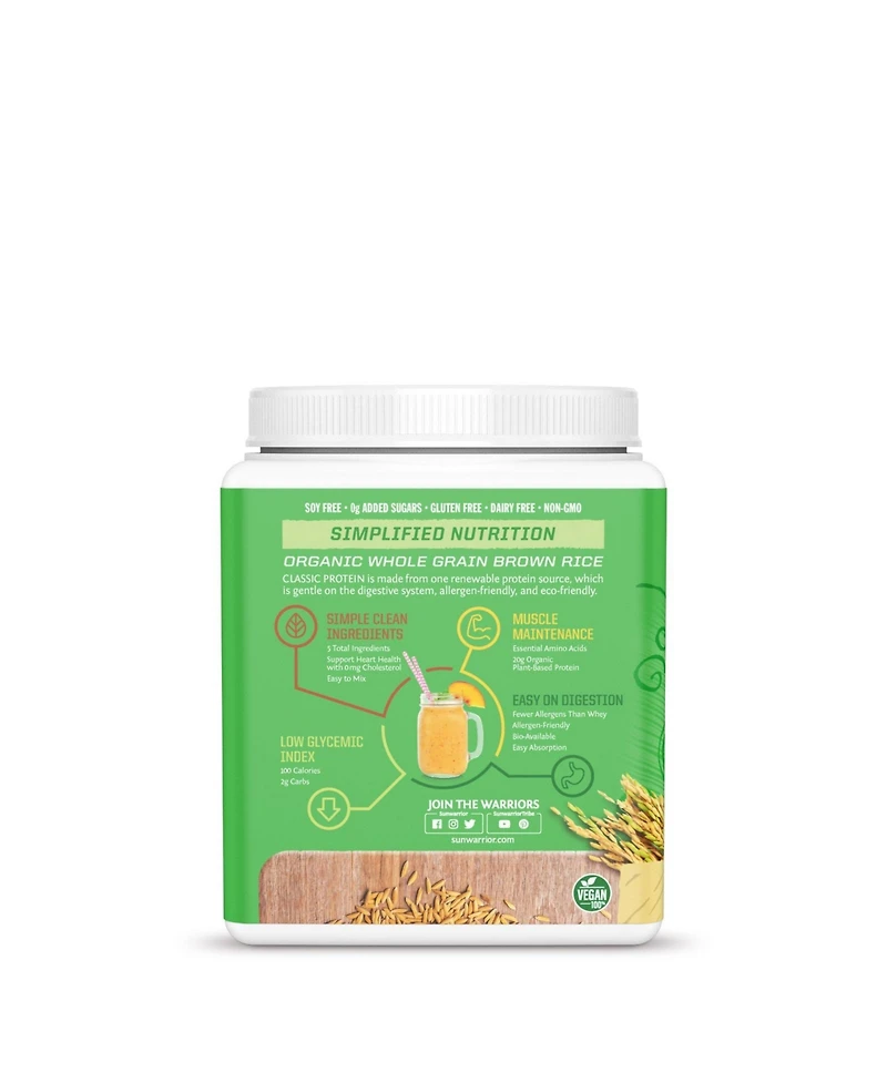 Sunwarrior Classic Organic Protein, Plant-Based Protein, Vanilla Flavor, Sunwarrior, 375gm
