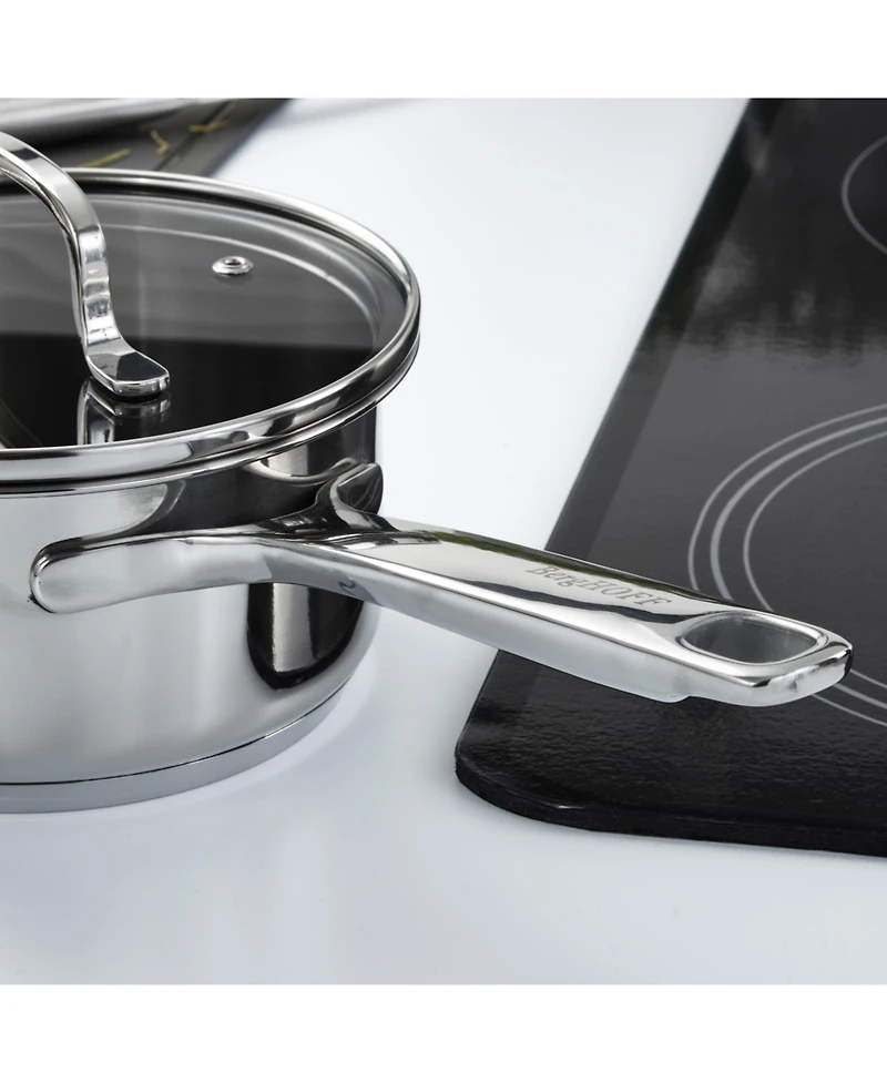 BergHOFF DiNA Helix Recycled 18/10 Stainless Steel 6.5" Saucepan 1.6qt., Glass Lid