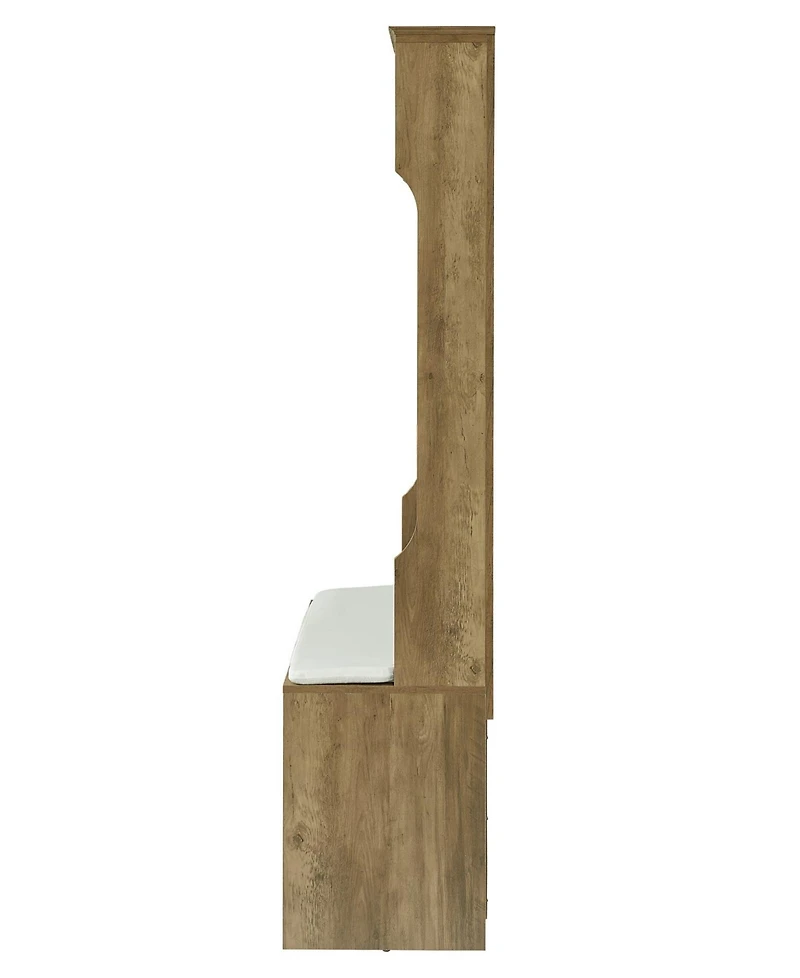 Slickblue Wood Coat Rack & Storage Shoe Cabinet – Includes Clothes Hooks, Sponge Pad, and Multiple Storage Racks for Bedroom or Porch Wardrobe