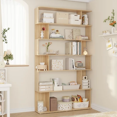 Famapy Wooden Grain 12-Shelves Standard Bookcase
