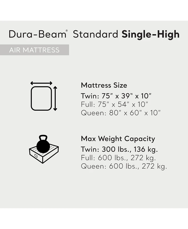 Intex 64101E Dura-Beam Standard Series Single Height Inflatable Airbed, Twin