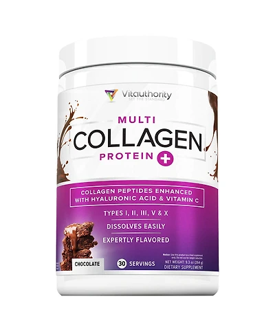 Multi Collagen Protein Plus, Chocolate, Vitauthority, 30 Servings