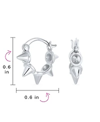 Bling Jewelry Punk Rocker Goth Biker Jewelry 5 Spike Points Arrow Huggie Mini Hoop Earrings .925 Sterling Silver