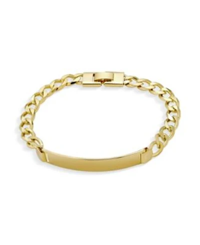 Bling Jewelry Solid Name Bar Plated Identification Id Bracelet For Men Cuban Curb Chain Link Yellow Gold Plated Brass
