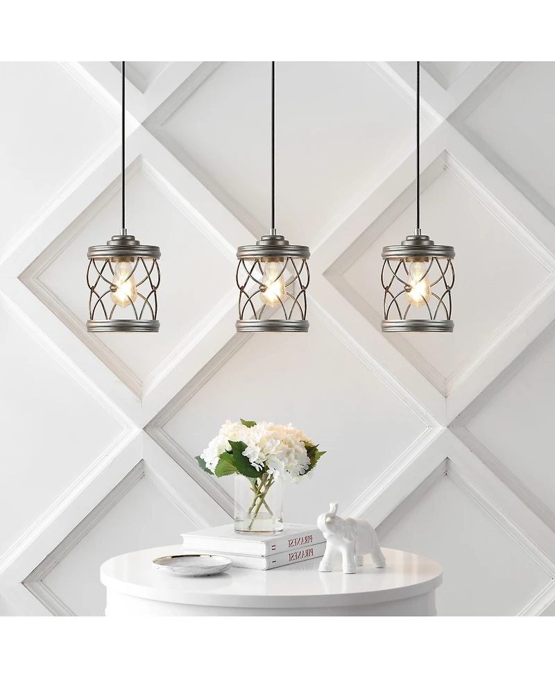 Jonathan Y Marelle 6.5" 1-Light Farmhouse Industrial Iron Filigree Caged Jar Led Pendant
