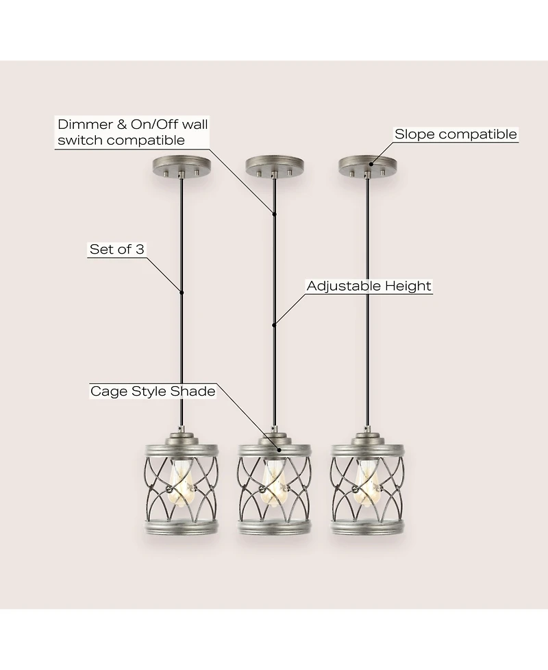 Jonathan Y Marelle 6.5" 1-Light Farmhouse Industrial Iron Filigree Caged Jar Led Pendant