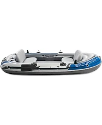 Intex Excursion 4 Person Inflatable Rafting and Fishing Boat Set with 2 Oars