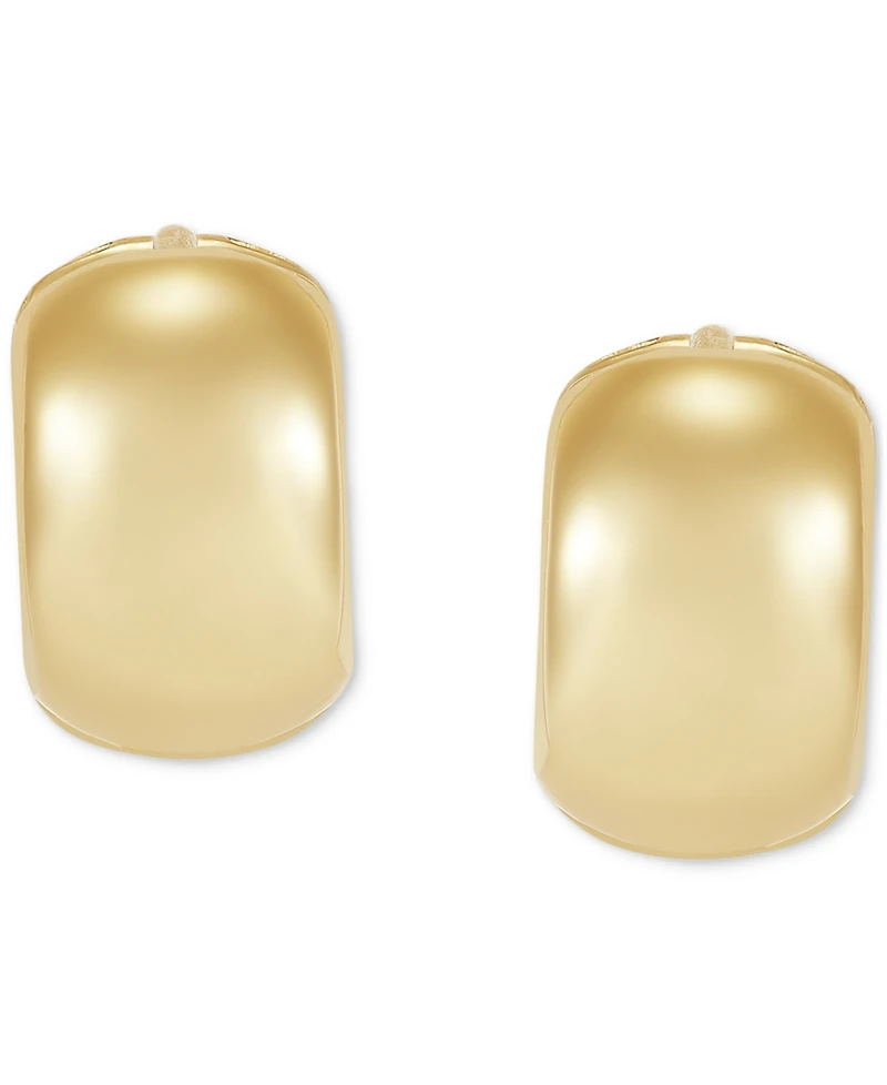 Polished Wide Width Small Huggie Hoop Earrings in 10k Gold, 1/2"