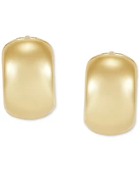 Polished Wide Width Small Huggie Hoop Earrings in 10k Gold, 1/2"