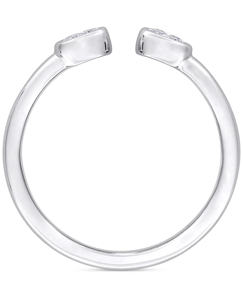 Moissanite Bezel Polished Cuff Ring (3/8 ct. t.w.) Sterling Silver