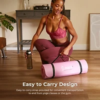 Sunny Health & Fitness Premium 1/2-Inch Extra Thick Exercise Yoga Mat Non-Slip - Pink - 74 x 24 Inches