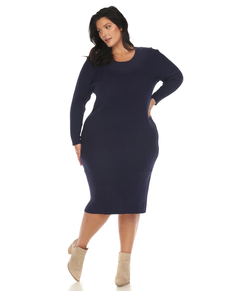 White Mark Plus Rib Midi Sweater Dress