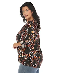 White Mark Plus Paisley Button Front Tunic Top